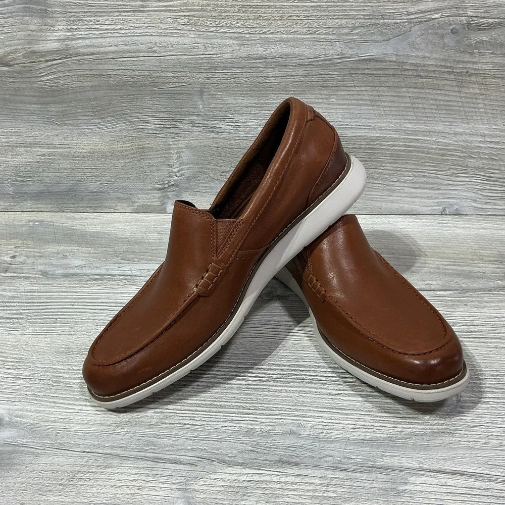 Rockport Men's Size 9 M Total Motion Craft Venetian Leather Loafer Cognac CJ1330